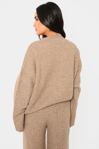 Ensemble de survêtement 2 pièces pour femme, en tricot uni brodé, à capuche, à manches longues, surdimensionné, pour l'hiver - Product Image 4