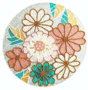 แผ่นรองจานลูกปัดแบบดั้งเดิมแผ่นรองจานทรงกลมทำด้วยมือตกแต่งโต๊ะอาหารงานแต่งงานรับประทานอาหาร - Product Image 1