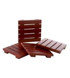 Posavasos de Madera de Sheesham de 5 Listones (Juego de 4), Posavasos de Madera Marrón para Bebidas - Product Image 1