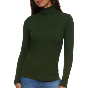 Camisetas elegantes informales de manga larga con cuello alto para mujer, camisetas de gran tamaño transpirables de buena calidad para mujeres jóvenes de la fábrica de Bangladesh - Product Image 5