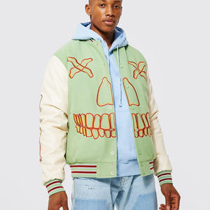 Chaqueta de béisbol bomber OEM para hombre, de invierno, delgada, con cuello alto, logotipo frontal, tela de pana personalizada de alta calidad, que mantiene el calor. - Product Image 1