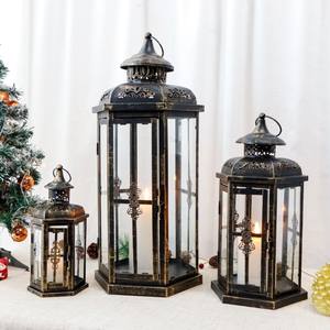 Decorative Candle <b>Lanterns</b> Vintage Style <b>Hanging</b> <b>Lanterns</b> Metal <b>Lanterns</b> for Indoor <b>Outdoor</b> Events Parties and Weddings - Product Image 3