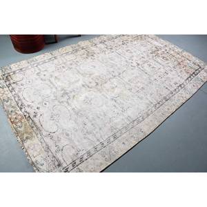 Alfombra turca vintage grande de 5,3x8,5 pies, forro de látex de lana beige blanco, estilo Tabriz, retazos rectangulares para adolescentes de 5x8' - Product Image 2