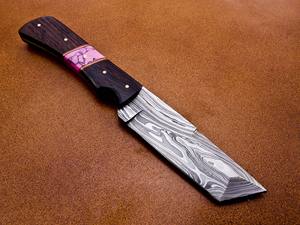 OEM personalizable Damasco acero Tanto cuchillo africano Wangi mango de madera con funda - Product Image 3