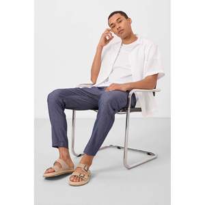 Pantalones Chinos Tommylife para Hombre, Corte Estándar, Tejido Ligero y Elástico, Mezcla de Algodón Azul Marino, Cómodos para Uso Diario - Product Image 4