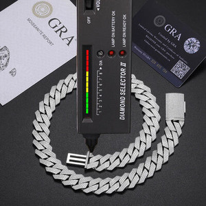 Joyería fina Plata de Ley 925 cadena de eslabones cubanos VVS Moissanite diamante 3 filas 15mm 20mm estilo Hip Hop collar pulsera oro - Product Image 6