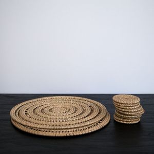 Sous-verres ronds en rotin tissés à la main avec support napperons tissés à la chaleur isolés par poterie ensemble de sous-verres écologiques - Product Image 5