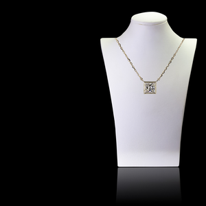 Elegante collar ligero de diamante cultivado en laboratorio de corte princesa de 1 quilate en oro amarillo de 14 quilates para collar de elegancia diaria para uso regular - Product Image 2