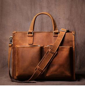 Classic Genuine Leather Laptop Messenger Protective Durable Large Capacity Shoulder <b>Bag</b> for Work Zipper Closure - Product Image 4