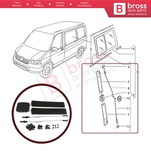 BDP573 Side Sliding <b>Window</b> Glass Latch <b>Cover</b> Set 7H0847781B for Transporter T5 Multivan Caravelle - Product Image 5