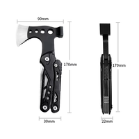 MQ048TR Mini hache multifonction pliable 15 en 1 économique pour l'extérieur, outil de survie dans la forêt de la jungle, pince, couteau, kit de tournevis