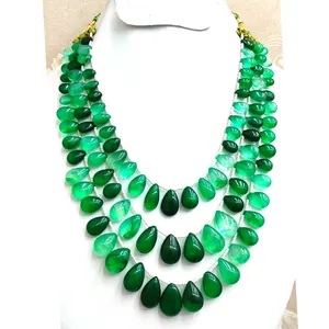 10-30MM collier perlé en pierre naturelle colorée émeraude beryl poire bijoux Boho colliers pour femmes collier 26 pouces