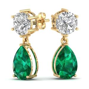 Boucles d'oreilles pendantes en argent sterling 925 avec émeraude taille poire, prix de gros REYES, pour femmes, certifiées GRA, bijoux en moissanite - Product Image 6