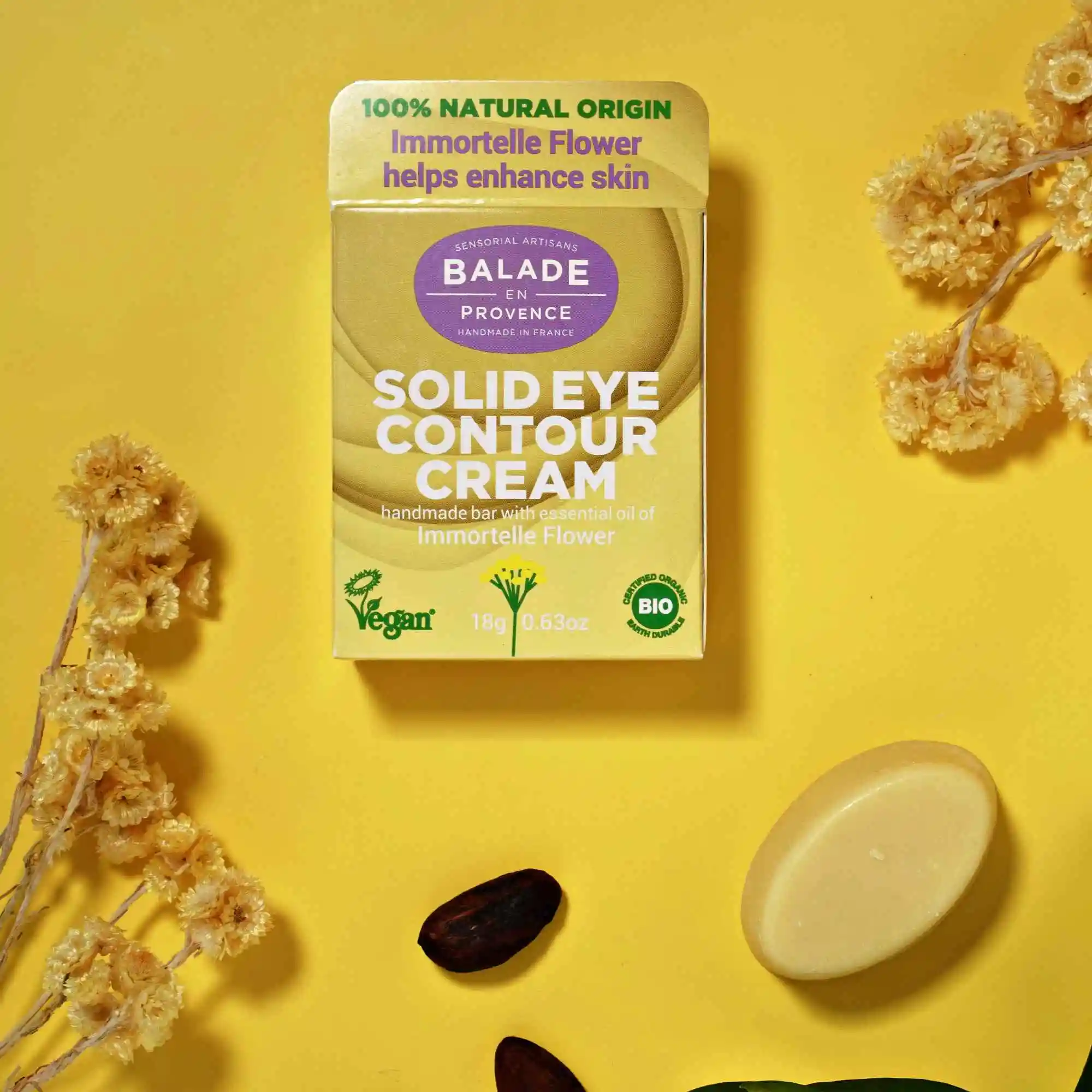 Balade En Provence 100% Natural Origin Vegan France Handmade Wrinkle Care Nourishing Solid Eye Contour Cream 18g