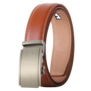 New Brown Cowhide Genuine Leather Belts For Men New Fashion Luxury Designer Dress Formal Casual Belt Male Automatic Buckle