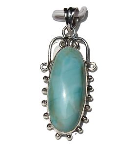 Handcrafted Drop Shapeเงินสเตอร์ลิง925ห่อจี้Bezelการตั้งค่าLarimar HealingคริสตัลหินUnisexหินธรรมชาติ - Product Image 6