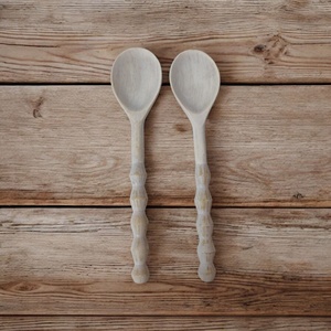 ชุดช้อนส้อม2ชิ้นแบบยาวล้างทำความสะอาดได้ด้วยมือสีขาวโต๊ะในบ้านไม้มะม่วงสำหรับตกแต่งโต๊ะเสิร์ฟช้อนรับประทานอาหารในโรงแรม - Product Image 4