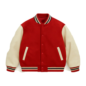 Factory Wholesale Custom Genuine Sheep Skin Varsity <b>Jacket</b> OEM Design Breathable Windproof High Quality Men Embroidery <b>Patch</b> - Product Image 1