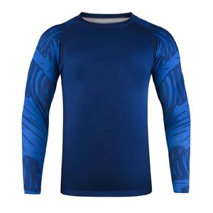 Rash Guards de alto rendimiento para hombres Color azul sólido Manga completa Elástico Spandex/Poliéster Logotipo personalizado Rash Guards en venta - Product Image 5