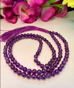 ขายส่งคริสตัลธรรมชาติอเมทิสต์ญี่ปุ่นมาลา/108ลูกปัดมาลา:คริสตัลบําบัดหิน:เรกิหินบําบัด:อัญมณีญี่ปุ่นมาลา - Product Image 2