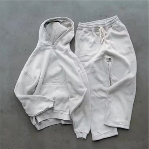 2025 Custom Men's Streetwear Tracksuit Set 2PCS Cotton <b>Flare</b> <b>Sweatpants</b> Hoodie Acid Wash Solid Winter Suitable Sweat Suits - Product Image 3