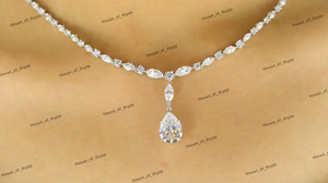 สร้อยคอเงินทรงหยดน้ำ ดีไซน์หรูหรา ประดับเพชรโมอิสซาไนต์ สร้อยคอเจ้าสาวสุดหรู สำหรับงานปาร์ตี้ ของขวัญสำหรับผู้หญิง - Product Image 3