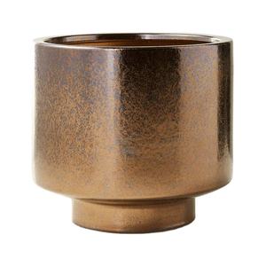 Finition cuivre foncé marron rond en métal plaqué avec base jardinière de fleurs d'ombre antique de bureau de haute qualité - Product Image 1