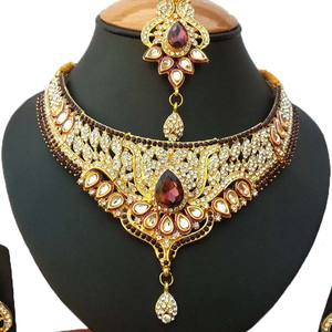 Ensemble de bijoux en alliage de cristal de style vintage, collier, boucles d'oreilles, coiffe, violet, pour femmes, fiançailles, mariage, anniversaire, fête - Product Image 2