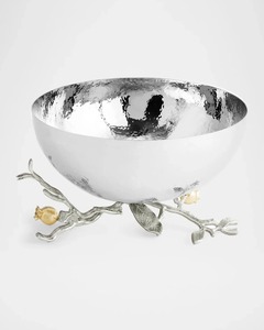 Bol à salade et à fruits en métal artisanal élégant et antique, nickelé, sur pied, passe au lave-vaisselle, décoration moderne pour la maison, fête, mariage - Product Image 4