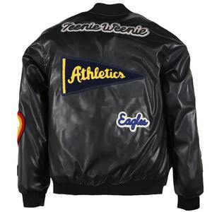 Chaqueta clásica Letterman Varsity para hombre con mangas de cuero y bordado de chenilla estilo béisbol prendas de vestir exteriores - Product Image 5