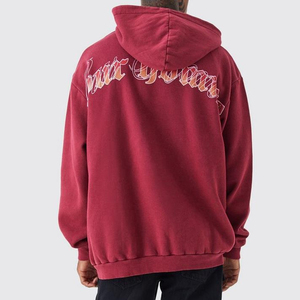 Venta al por mayor de los hombres personalizados pulóver con capucha de alta calidad con bolsillos Top Rhinestone bordado invierno liso teñido sudaderas con capucha en blanco - Product Image 2