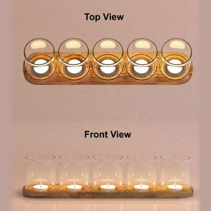 Juego de 3 candelabros de hierro y vidrio portavelas de colores surtidos decorativos hechos a mano para decoraciones de boda - Product Image 2