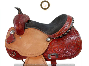 Premium SAISHAS Western DD Asiento de carreras de barril de cuero genuino Hecho a mano Rendimiento ligero Equitación Show Horse Rodeo - Product Image 5