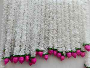 Guirlande florale en bois de sola fait main, jasmin et lotus, décoration bohème, accessoires de maison écologiques, vase mural indien bohème naturel - Product Image 2