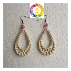 Pendientes de gota de borla de paja de ratán de bambú de moda, joyería tejida de madera hecha a mano para mujer, declaración Bohemia Natural - Product Image 1