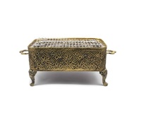 Barbecue de table multifonctionnel de luxe haut de gamme en laiton fait main, écologique, réglable et moderne pour l'extérieur