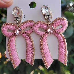 Pendientes bordados de rafia con diseño de lazo de la India, pendientes hechos a mano para mujeres y niñas, pendientes de joyería de moda - Product Image 2