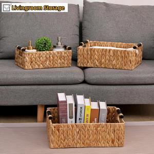 Juego de 3 Cestas Tejidas de Jacinto de Agua con Asas de Madera, Cesta de Almacenamiento Hecha a Mano, Ecológica, Hecha en Vietnam - Product Image 5