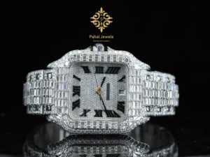 Reloj de Diamantes de Marca de Lujo Unisex, Personalizado con Moissanita VVS, Estilo Hip Hop, Acero Inoxidable, Mecánico Antiguo con Fecha - Product Image 6