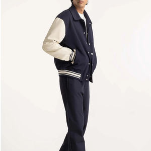 Veste universitaire pour hommes personnalisée avec corps en laine et manches en cuir logo brodé veste universitaire de baseball Letterman College - Product Image 2