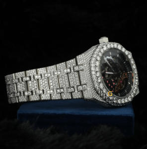 Sparkling Hip Hop <b>Watch</b> Made From Round Brilliant Cut Lab Grown Diamonds With Stainless Steel for <b>Men</b> Enhancing VVS Clarity - Product Image 2