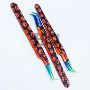 Grosir pinset bulu mata ujung serat berlapis warna berkelanjutan Tweezer Logo untuk ekstensi bulu mata Volume personal pinset bulu mata - Product Image 6