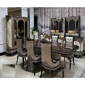 Conjunto de muebles de comedor Grand Empire Look, juego de mesa de comedor de 8 plazas tallado a mano Formal, juego de comedor hecho a mano Royal Palace - Product Image 1