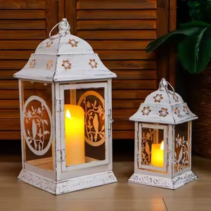 Farol Decorativo de Color Blanco para Decoración del Hogar, Centro de Mesa, Iluminación - Product Image 1