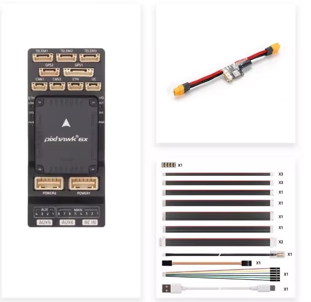 Factory Pixhawk 6X Flight Controller with V2A Baseboard and PM02D Power Module for UAV