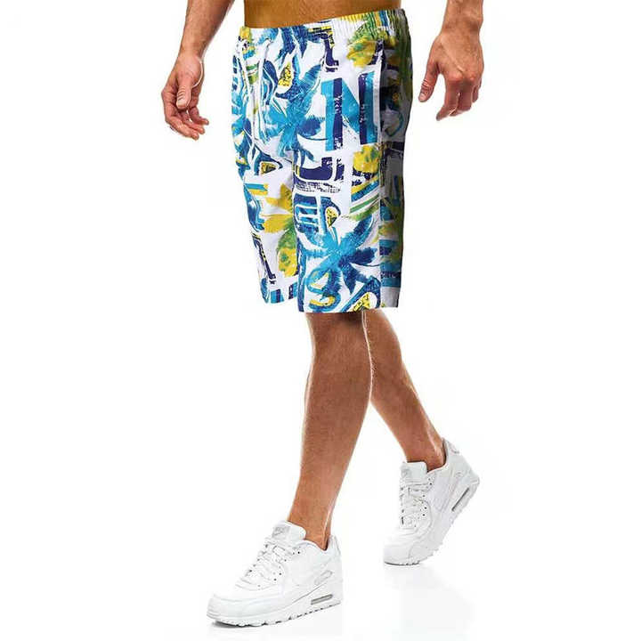 New Trendy Comfort Elastic Waistband Drawstring Coll Look Quick Dry Beach Men's Shorts