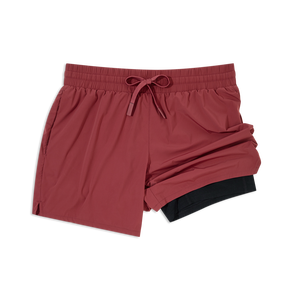 กางเกงขาสั้นผ้าโพลีเอสเตอร์มีกระเป๋าสองชั้นสำหรับผู้ชายกางเกงขาสั้นเล่นกีฬาสำหรับฝึกออกกำลังกาย - Product Image 5