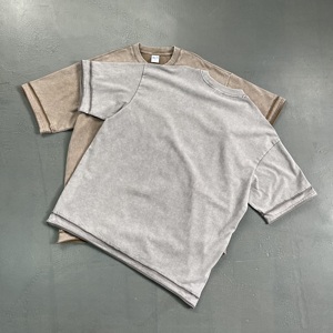 T-shirt d'été en coton surdimensionné avec logo personnalisé de haute qualité pour hommes, style délavé vintage, t-shirt vintage décontracté à motif solide pour hommes - Product Image 5