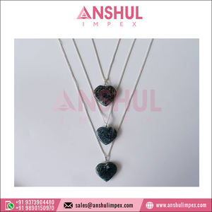 Bonne qualité Meilleure vente Belle et intemporelle pièce de bijoux Agate mousse pendentifs en forme de coeur avec chaîne au prix le plus bas - Product Image 2