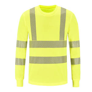 Men's 2025 <b>High</b> Visibility Reflective Safety <b>T</b>-<b>Shirt</b> Long Sleeves Construction Hi <b>Vis</b> Workwear Made of Polyester Style Vest - Product Image 1